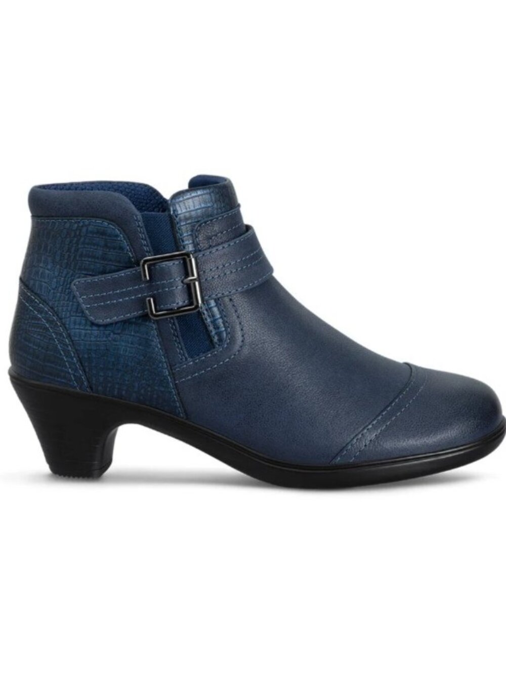 NWOB Orthofeet WIDE Bioheels Low Heel 2" Emma Navy Leather Ankle Boot/Bootie